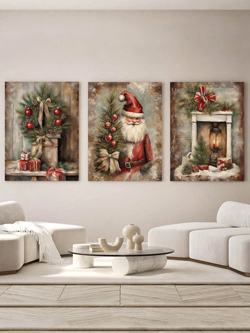 This Santa Claus Holiday Canvas Wall Art Trio is the perfect festive decor for any room, hotel, or club. Its vibrant colors and charming designs bring the holiday spirit to any space. Made with high-quality materials, this trio is durable and long-lasting. Brighten up your holiday season with this beautiful canvas wall art.