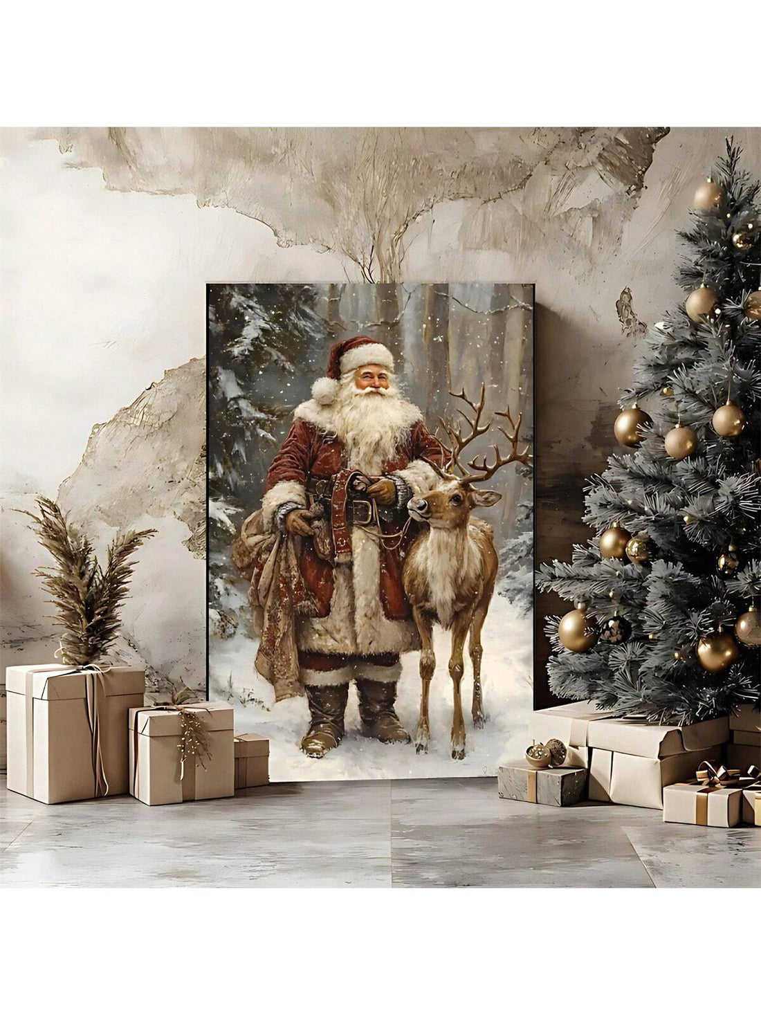Bring vintage Christmas magic into your home with this charming Santa Claus retro canvas art. Perfect for adding nostalgic holiday warmth to any room, this festive wall decoration captures the jolly spirit of classic Christmas celebrations. Whether you're decorating your living room, bedroom, or entryway, this eye-catching piece spreads seasonal cheer and creates the perfect cozy atmosphere. Ideal for holiday enthusiasts who love timeless designs and want to celebrate the season in style. Transform your spa