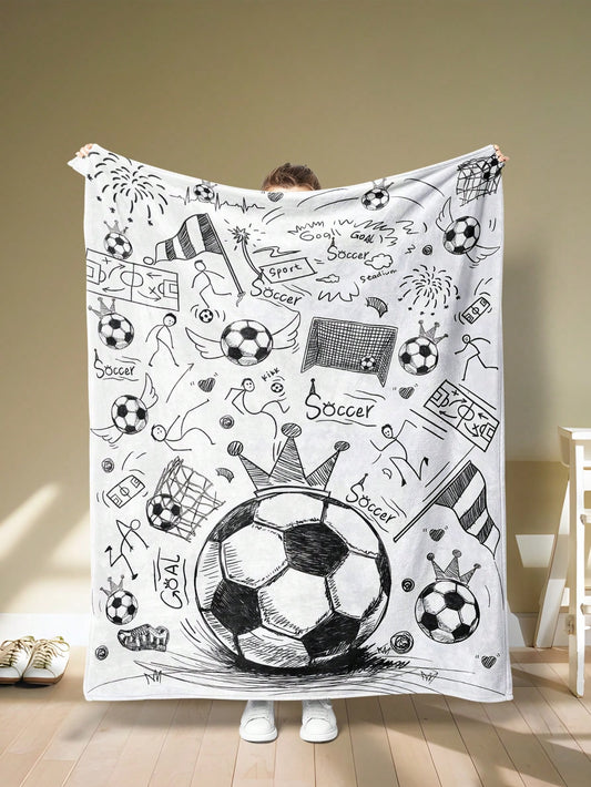 Our Soccer-Themed Multipurpose Blanket is the ultimate scoring tool for all seasons and occasions. Whether you're snuggled up on the couch, taking a picnic to the park, or cheering on your favorite team at the stadium, this blanket has got you covered. Its versatile design and high-quality material make it a must-have for all soccer enthusiasts. 