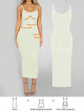 Slip into understated sophistication with this seamless knitted midi dress that's basically two outfits in one. The built-in jumpsuit layer gives you the freedom to style it however you want—dress it up for date night or keep it casual for weekend vibes. Crafted from smooth, stretchy knit fabric, it hugs you in all the right places while moving with your body. No fuss, no complicated layering, just pure elegance that works as hard as you do. Your new go-to piece for looking effortlessly put-together.