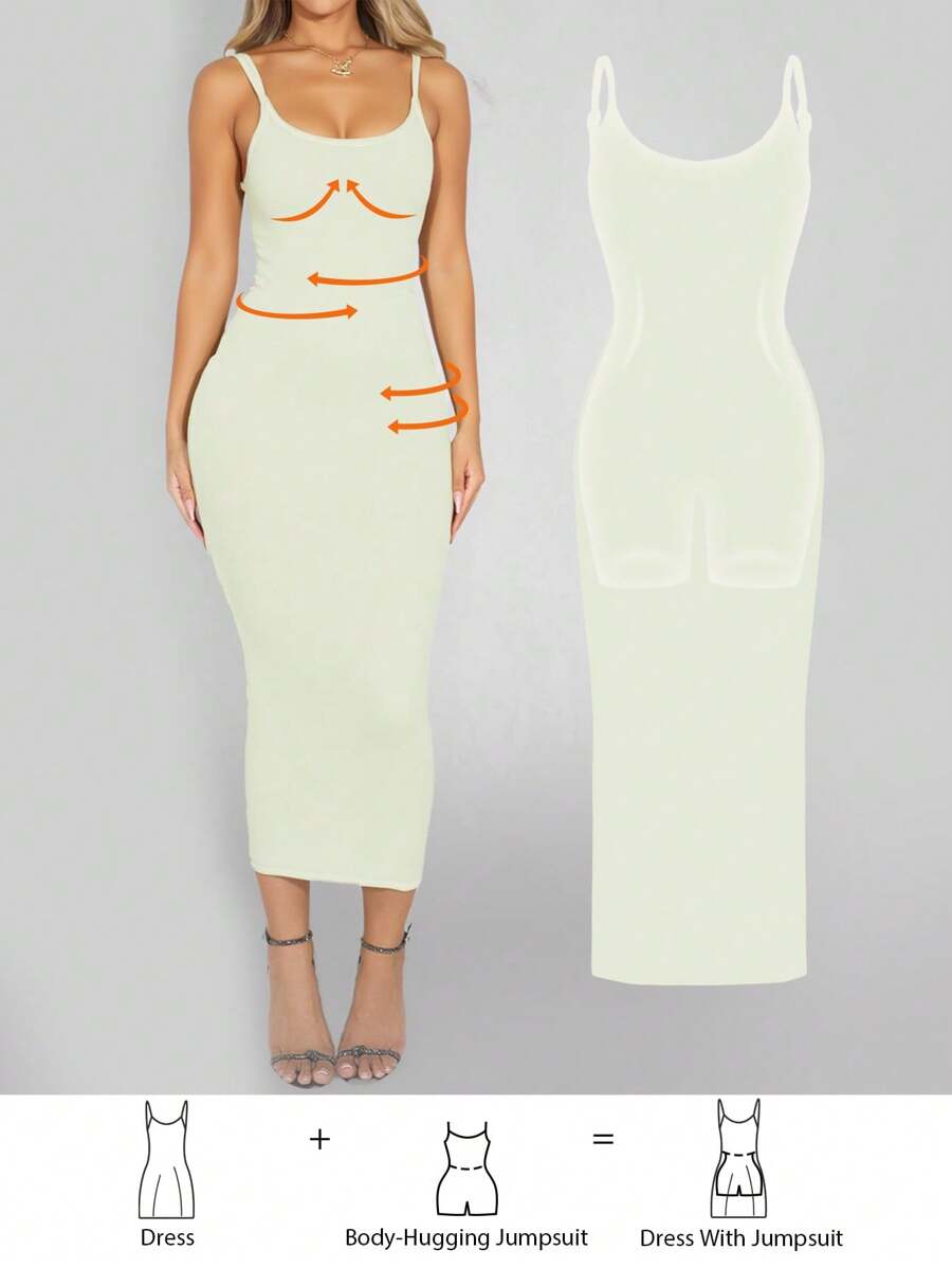 Slip into understated sophistication with this seamless knitted midi dress that's basically two outfits in one. The built-in jumpsuit layer gives you the freedom to style it however you want—dress it up for date night or keep it casual for weekend vibes. Crafted from smooth, stretchy knit fabric, it hugs you in all the right places while moving with your body. No fuss, no complicated layering, just pure elegance that works as hard as you do. Your new go-to piece for looking effortlessly put-together.