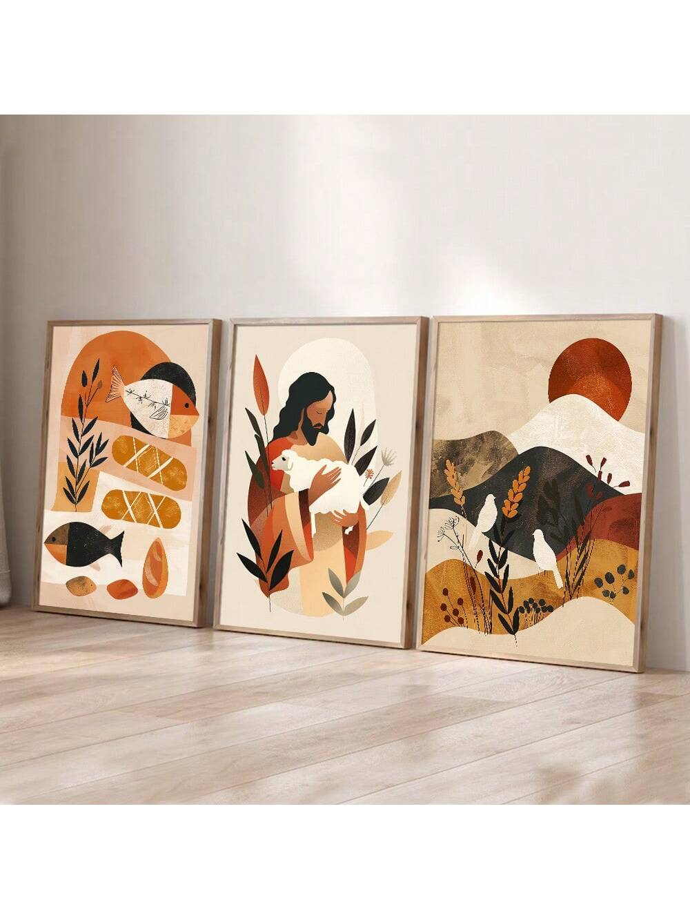 Get inspired with this set of 3 retro boho style art prints featuring Jesus. Perfect for adding a touch of inspiration to your home decor, these minimalist canvases are sure to bring a smile to your face. Channel your inner bohemian with these quirky, playful prints.