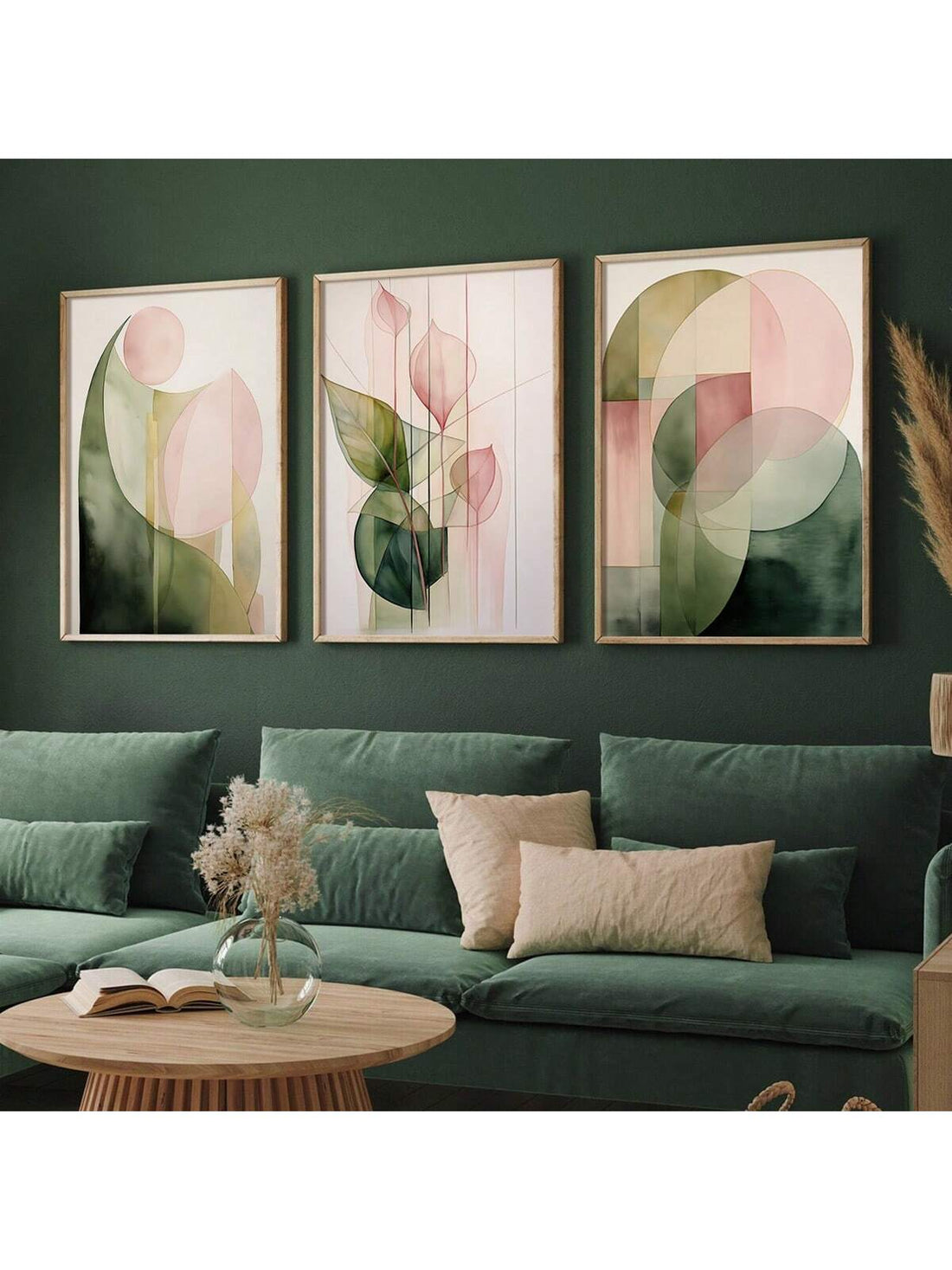 Transform your space with this playful set of 3 abstract botanical prints! The vibrant green and pink watercolor designs bring a fresh, modern energy to any wall. Perfect for adding a pop of color to your home or brightening up your office space. These aesthetic canvas prints create an instant focal point that sparks joy and conversation wherever they're displayed.
