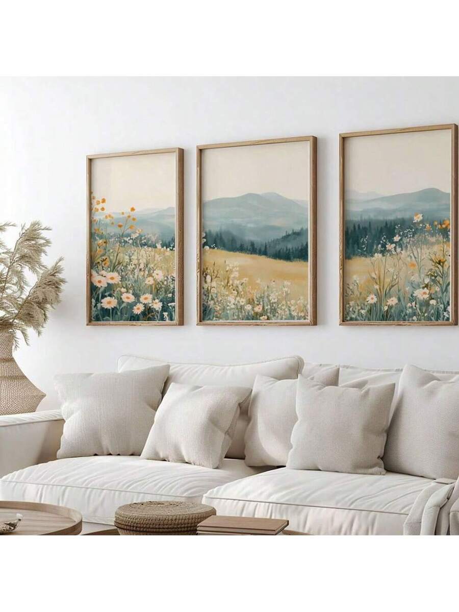 Transform your walls with this captivating set of three unframed boho floral landscape posters. Each piece features soft, earthy tones and organic botanical designs that blend rustic charm with contemporary aesthetics. Perfect for creating a cohesive gallery wall or styling individual rooms, these posters bring warmth and natural beauty to any modern home. The unframed format offers flexibility—display them in your favorite frames, lean them against shelves, or use them as inspiration for your decor vision.