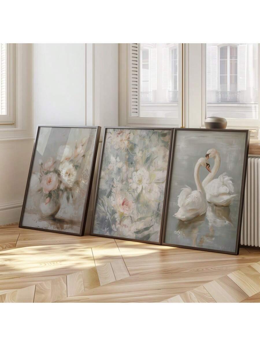 Bring a touch of timeless charm to your walls with this playful set of 3 vintage-style oil paintings featuring delicate roses and hydrangeas. Perfect for adding a rustic yet elegant vibe, these floral artworks brighten any room with their soft colors and classic cottage appeal. Ideal for creating a cozy, inviting atmosphere that feels like a breath of fresh garden air right at home.