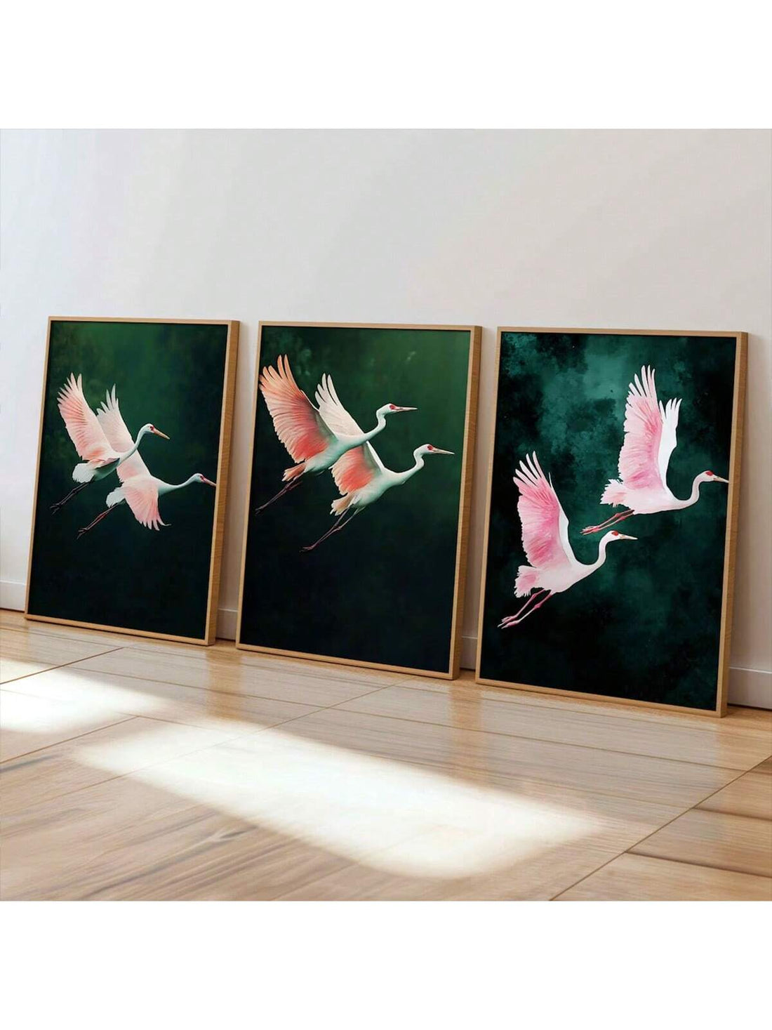 Bring a touch of whimsy and elegance to your walls with this set of 3 vintage Japanese flying cranes. Featuring charming rustic pink and dark green hues, these bird-themed artworks add a playful yet serene vibe to any room. Perfect for bird lovers and fans of unique decor, these prints effortlessly blend tradition with a splash of color to brighten your space. Let these graceful cranes take flight on your walls and inspire a joyful atmosphere!