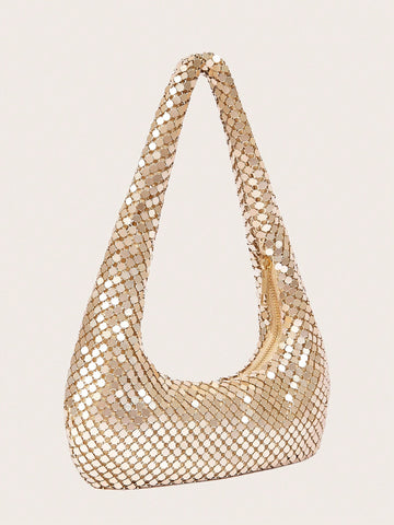 Introducing our Shimmering Elegance Backpack Clutch, the perfect accessory for your night out or special occasion. Made with high-end metallic material, its unique design adds a touch of elegance and shimmer to any outfit. Carry as a backpack or use it as a stylish clutch.