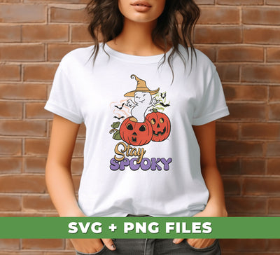 Stay Spooky, Boo From Pumpkin, Funny Boo Wear A Hat, Digital Files, Png Sublimation