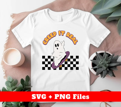 Creep It Real, Groovy Boo, Boo With Skateboard, Digital Files, Png Sublimation