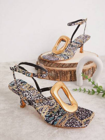 Get wild with Sizzling Style! These women's high-heeled sandals feature a fierce leopard print and chic buckles for unbeatable style. Step up your shoe game with these bold beauties. (Rawr!)