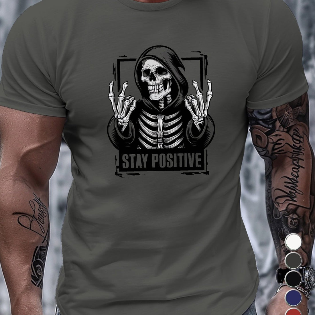 Experience ultimate comfort in the Skeletal Style Men's Grim Skeleton Design Pure Cotton T-Shirt. Made from 100% pure cotton, this t-shirt offers a soft and breathable feel. The striking skeleton design adds a touch of edginess to your style. Perfect for casual wear, this t-shirt is sure to become a staple in your wardrobe.