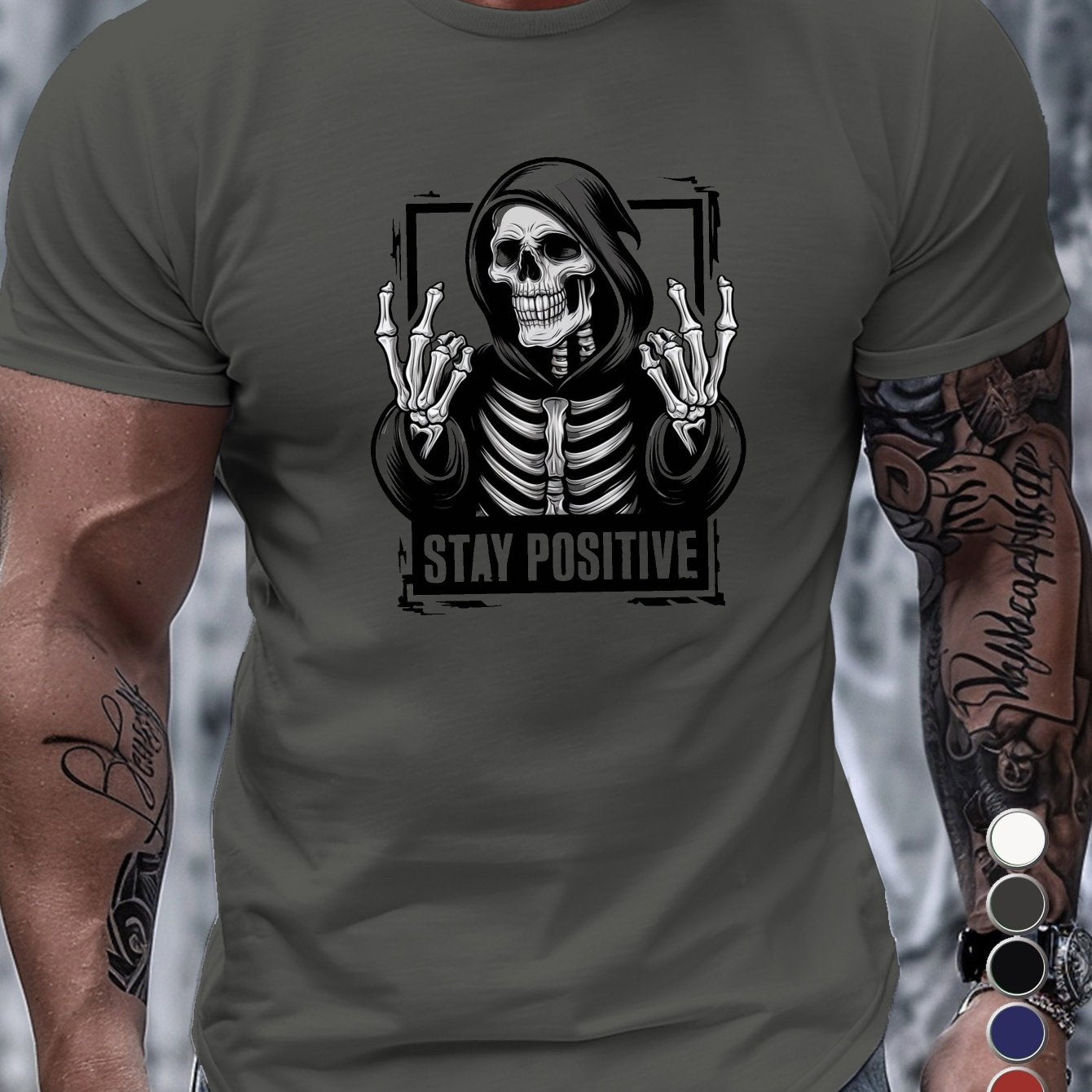 Experience ultimate comfort in the Skeletal Style Men's Grim Skeleton Design Pure Cotton T-Shirt. Made from 100% pure cotton, this t-shirt offers a soft and breathable feel. The striking skeleton design adds a touch of edginess to your style. Perfect for casual wear, this t-shirt is sure to become a staple in your wardrobe.