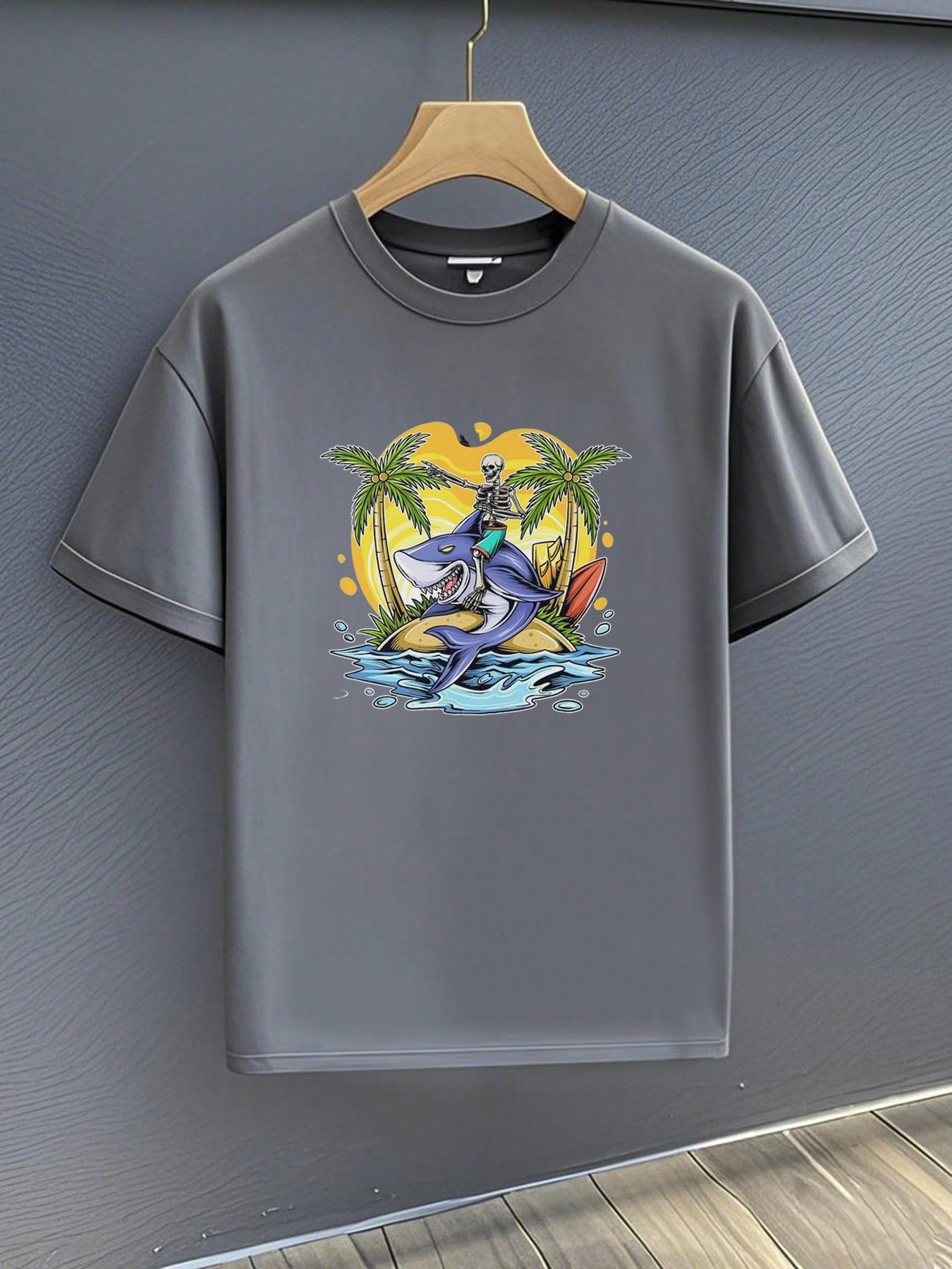 Ride the waves in style with our Skeleton Shark Surf Tee! Made with heavyweight cotton, this beachwear offers ultimate comfort while you catch some gnarly waves. And with a playful design featuring a skeleton shark, you'll definitely make a splash at the beach. Don't miss out on this unique and comfortable tee!