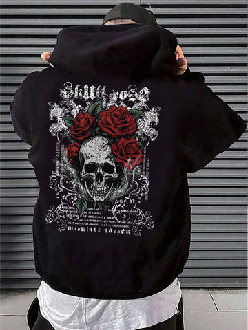 Stay trendy this autumn/winter with our Sleek and Stylish Men's Casual Skull Floral Print Drop Shoulder Hoodie. Made with a comfortable and durable fabric, this hoodie is perfect for the cooler seasons. The intricate skull floral design adds a touch of edginess to your casual look. 