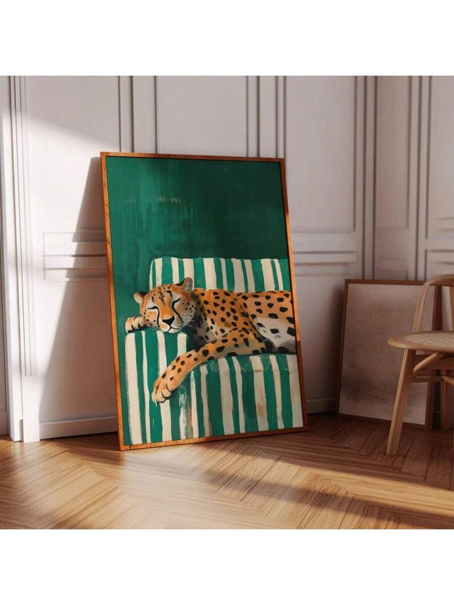 Add a splash of wild charm to your space with the Sleepy Leopard Wall Art Print. Featuring a serene emerald green cheetah, this playful piece brings a touch of nature’s calm to your bedroom, living room, or office. Its modern design effortlessly blends with any décor, making your walls come alive with personality and style. Perfect for animal lovers who want to keep things fun and fresh!
