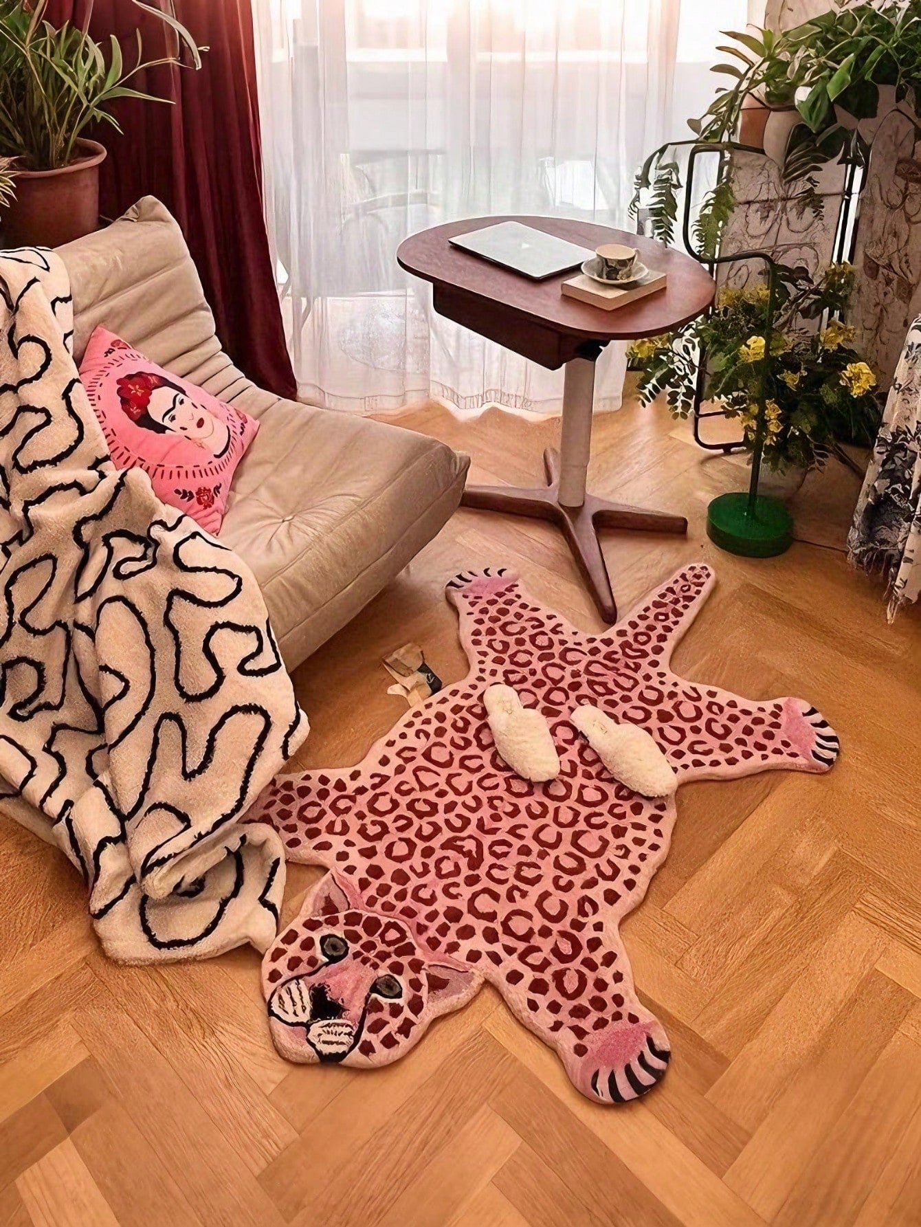 Add a splash of fun and comfort to any room with this Soft Plush Pink Leopard Print Asymmetrical Floor Mat. Its cozy texture invites you to kick off your shoes, while the playful pink leopard design brings a wild twist to your living room, bedroom, bathroom, or kitchen. Easy to care for and machine washable, this mat keeps your space stylish and snug without any hassle. Perfect for those who love a little flair underfoot!