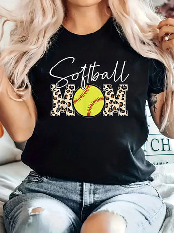 Be the cool mom at the softball games with this casual crew neck tee. Perfect for spring and summer, this top offers both comfort and style. Show off your love for your little athlete with this Softball Mom print t-shirt. (Score!)