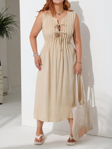 Step into sunny days with the Solflare Plus Size Summer Linen Dress! This sleeveless beauty features a breezy linen fabric, playful pleats, and a flattering tie waist that lets you show off your curves with ease. Perfect for warm weather adventures, it combines comfort and style effortlessly—making every summer moment a little more fabulous.
