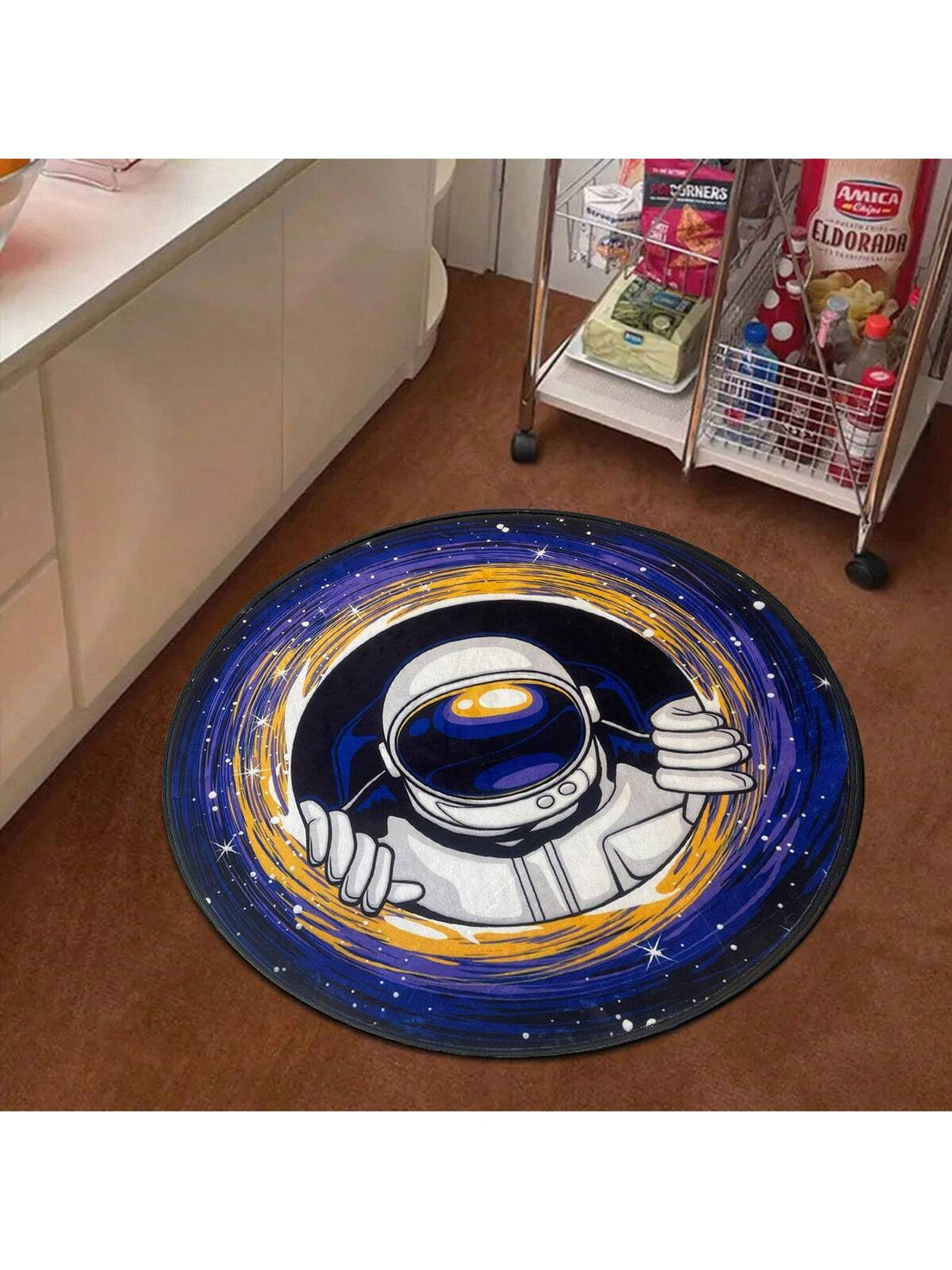 Transform any room into a spectacular space with our Space Galaxy and Astronaut Round Carpet! Made with plush materials, it adds a fun and playful touch to your home decor. Perfect for any room and sure to be a hit with all ages. 