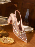 Elevate your style with Sparkle in Style: Women’s Crystal Chunky Heel Rhinestone Peep-Toe Shoes. Perfect for every occasion, these shoes add a touch of glam with rhinestone embellishments and a chunky heel for extra comfort. Step out in style and make a statement with these sparkling shoes!
