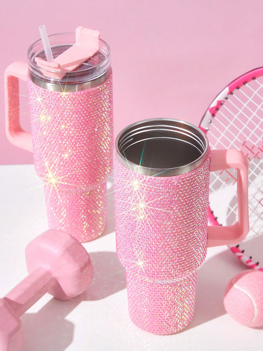 Stay hydrated in style with our Sparkling 40oz Stainless Steel Car Cup Tumbler! Adorned with rhinestones and complete with a reusable straw, this insulated water bottle is perfect for home, office, and on-the-go use. Keep your beverages cold for hours while adding a touch of sparkle to your day.