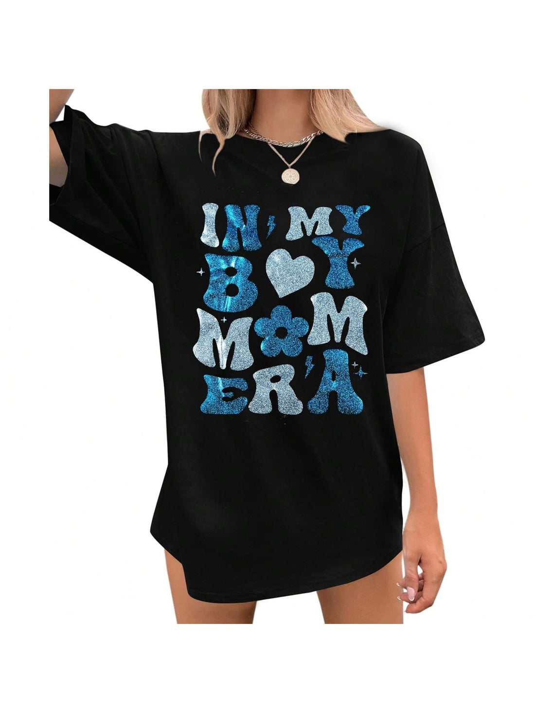 Show off your mom pride with our Sparkling Boy Mom Sequin Oversized Tee! With its glimmering sequins and comfy oversized fit, it's the perfect gift for any proud mom. Get ready to shine while showing off your love for your boys!