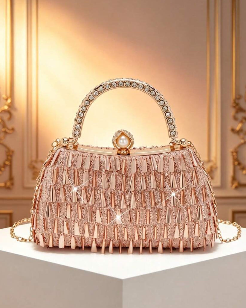 Elevate your evening look with this stunning rhinestone clutch bag, designed to turn heads at any formal occasion. Adorned with sparkling rhinestones that catch the light beautifully, this clutch combines glamour with practicality. The elegant tassel detail adds a sophisticated finishing touch, while the compact size fits essentials perfectly for parties, weddings, proms, and special events. Crafted for those who refuse to compromise on style