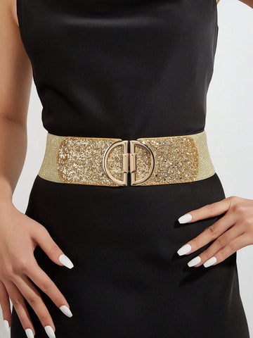 This Sparkly Gold D-Buckle Dress is the perfect party outfit for any occasion. With its glimmering gold fabric and stylish buckle design, it will make you stand out and shine. Look and feel your best with this must-have dress that is guaranteed to turn heads.