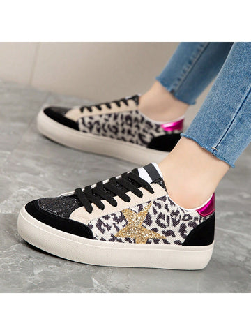 Introducing our Sparkly Printed Casual Sneakers for Women. Combining style and functionality, these anti-slip flat shoes are designed for the fashion-forward woman. With a sparkly print, you can make a statement while ensuring stability and comfort. Perfect for any casual occasion.