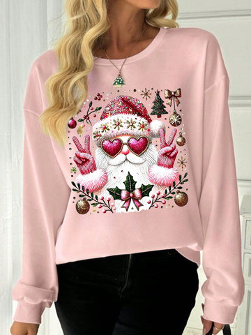 Wrap yourself in holiday cheer with our Sparkly Santa Claus Oversized Sweatshirt. The festive glitter and bow print adds a touch of glamour to your cozy winter style. Embrace the magic of the season and stay warm in this comfortable sweatshirt.