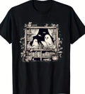 Join the Spectral Scholars with this spooky retro bookworm t-shirt featuring ghosts reading in the library. Perfect for book lovers, this shirt combines style and bookish charm. Made for literature enthusiasts and library regulars. Get yours now!