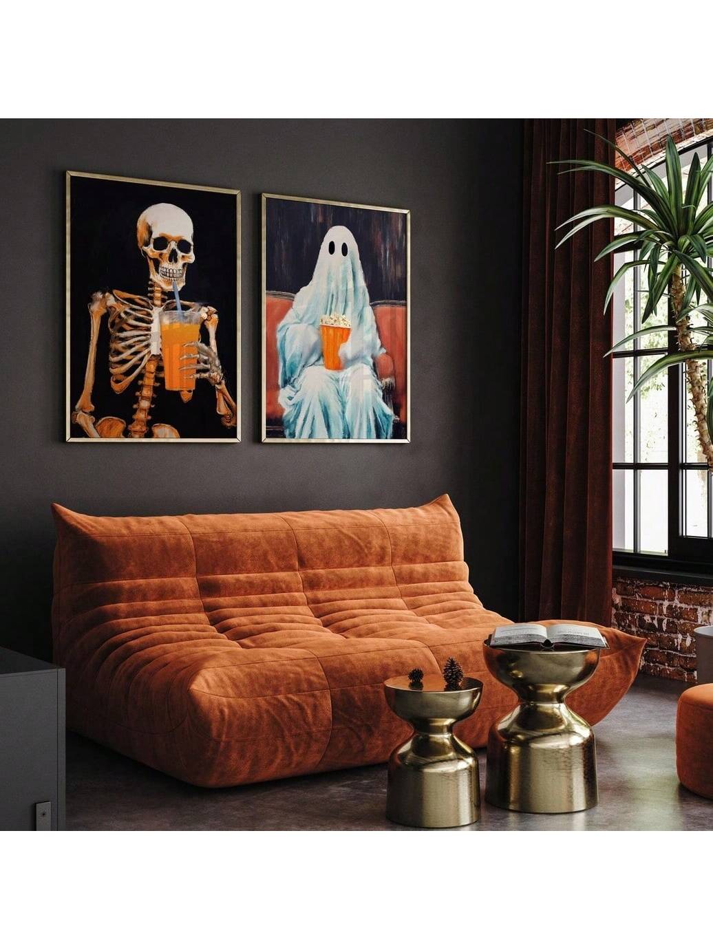 Add a dash of spooky charm to any space with this Spooktacular 2-Piece Halloween Wall Art Set. Featuring vintage-style skeleton and ghost posters, these playful prints bring festive fun to your home, dorm, or office. Perfect for creating a hauntingly delightful atmosphere that’s both nostalgic and eye-catching. Easy to hang and sure to spark conversations, these posters make Halloween decorating a breeze!