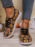 Experience spooky comfort with our Spooktacular Comfort Halloween Pumpkin Skull Print Sneakers for women. Made with a unique pumpkin skull print, these sneakers are perfect for adding a touch of Halloween to any outfit. With a comfortable fit and trendy design, these sneakers are sure to be a hit this season.
