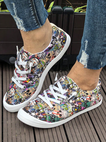 Introducing our Spooky Chic Halloween loafers for women! Rock the season with colorful skull prints and unmatched comfort. These Cloth loafers are perfect for adding a touch of spooky fun to any outfit. Expertly crafted with premium materials for durability and style. Available now!