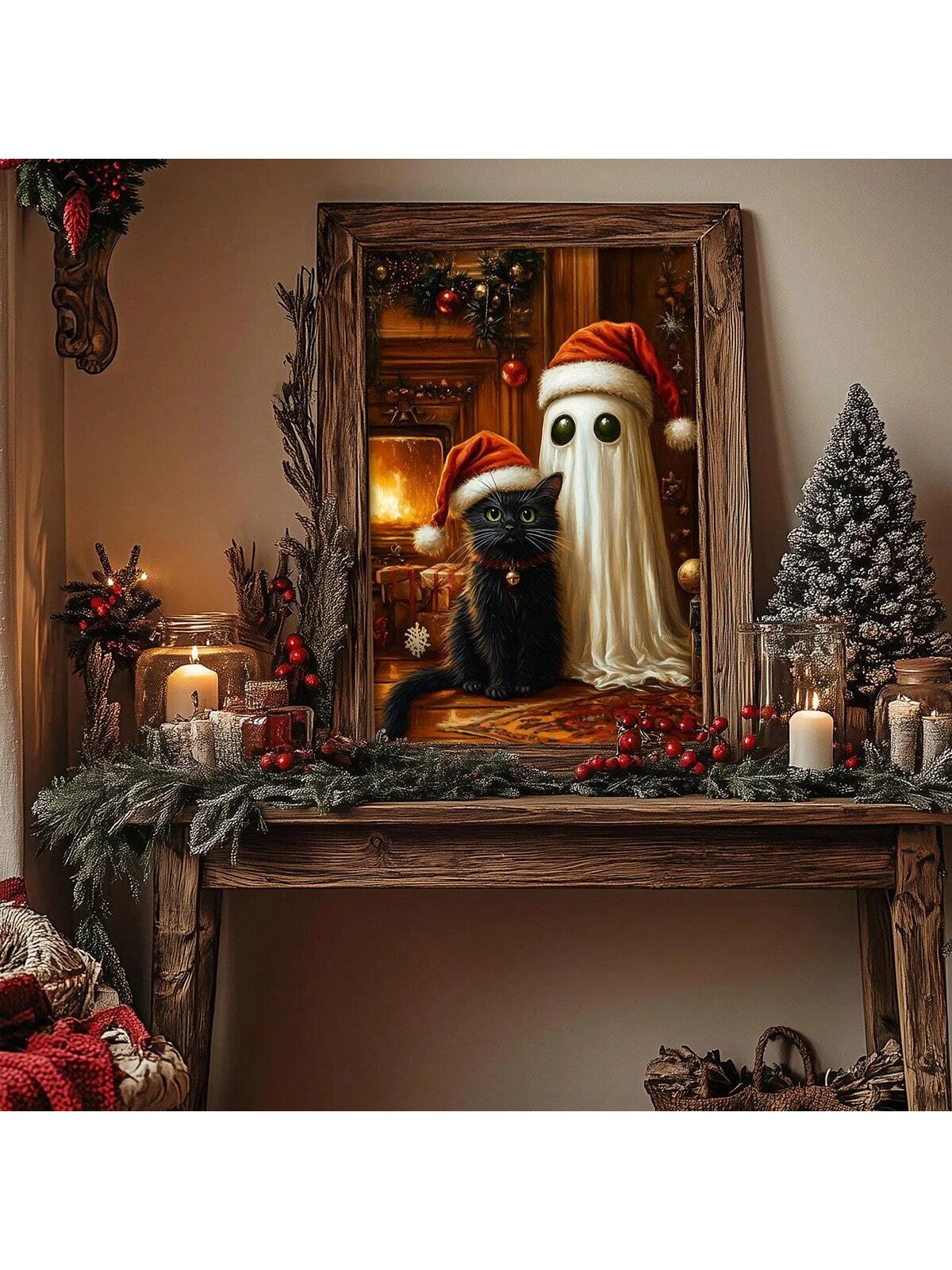 Add a touch of whimsical mystery to your space with this Spooky Ghost Wall Art featuring a charming black cat. Perfectly blending dark academia vibes with cozy cottagecore Halloween spirit, this artwork brings playful enchantment to any room. Whether for a subtle seasonal accent or a year-round statement, it invites magic and curiosity into your home décor.