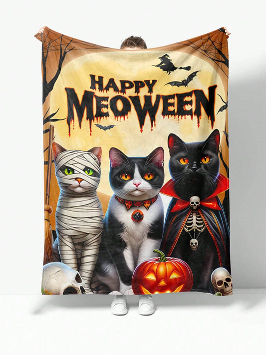 Bring some spooky Halloween fun into your home with our Spooky Graffiti Halloween Cats Printed Flannel Blanket. Made of soft flannel material, this blanket is perfect for snuggling up on chilly nights. The unique graffiti cat design adds a touch of whimsy to any room and makes for a great holiday gift. Upgrade your home decor with this must-have Halloween accessory.