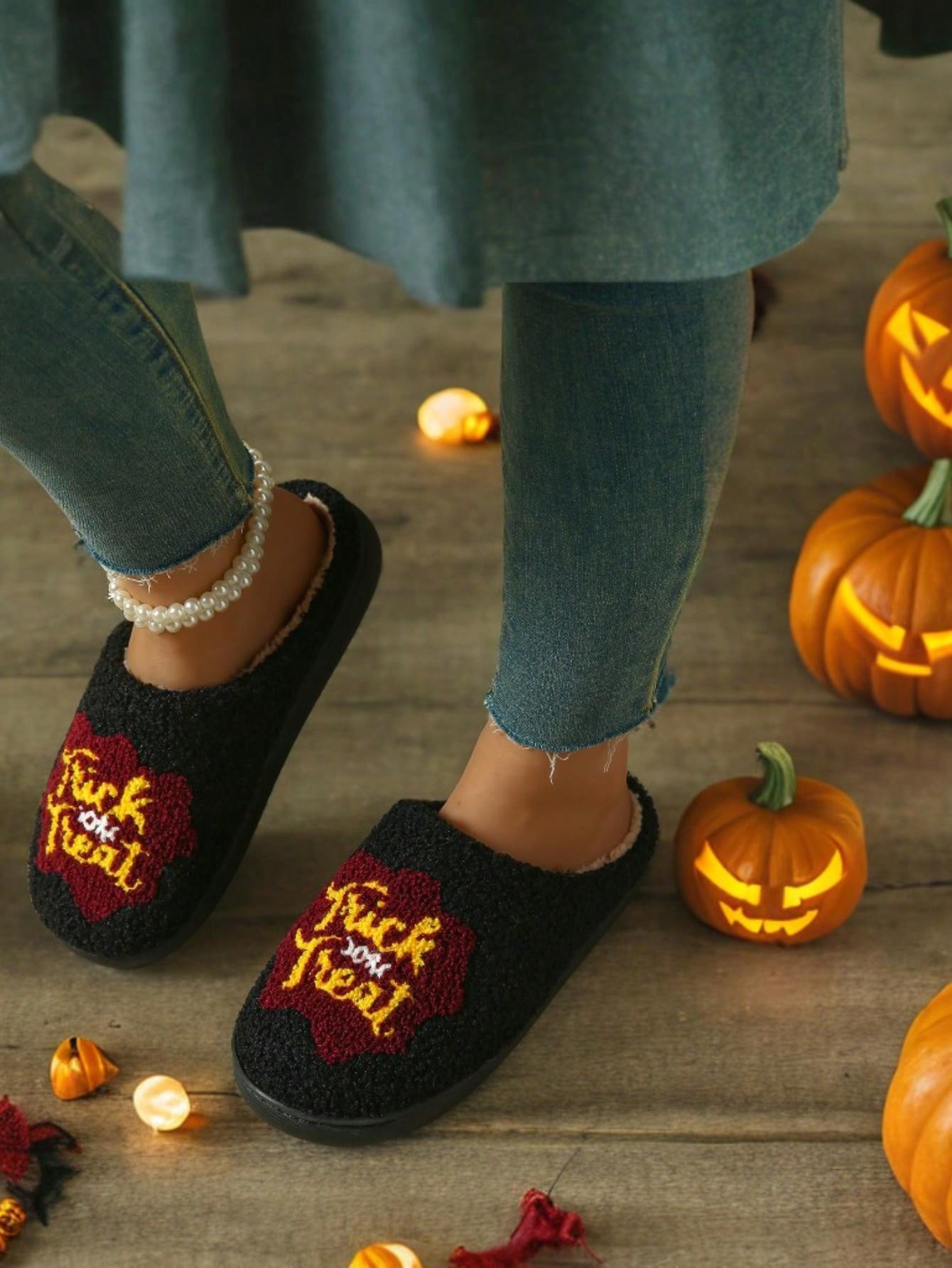 Stay cozy and get in the Halloween spirit with these Spooky Trick or Treat Funny Slippers. Perfect for both men and women, these limited edition slippers feature a unique and humorous design. Bring some spookiness to your feet and enjoy the comfort of these slippers during the holiday season.