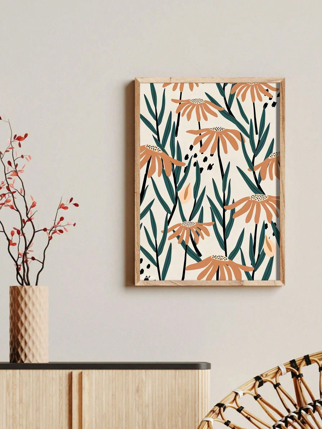 Transform your home into a stylish oasis with our Spring Blossom poster. This frameless, modern floral abstract art adds the perfect touch of nature to any room. Say goodbye to boring walls and hello to a fresh and trendy look!
