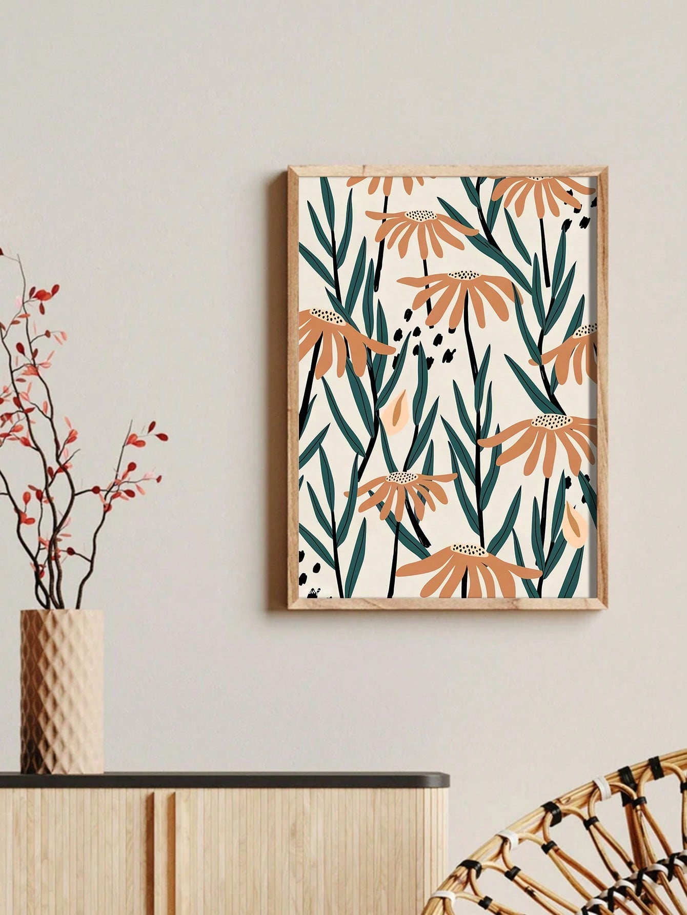 Transform your home into a stylish oasis with our Spring Blossom poster. This frameless, modern floral abstract art adds the perfect touch of nature to any room. Say goodbye to boring walls and hello to a fresh and trendy look!
