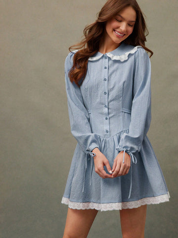 Step into spring with this playful Cowgirl Gingham Mini Dress, featuring a charming ruffle lace collar and whimsical puff sleeves. Its classic gingham pattern adds a fresh, vintage vibe, while the mini length keeps it flirty and fun. Perfect for sunny days and casual outings, this dress brings a touch of country charm to your wardrobe with a modern twist.