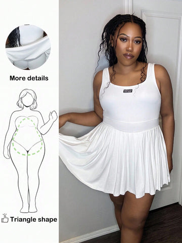 Embrace your curves with this charming two-piece set designed specifically for pear-shaped silhouettes! The fitted U-neck racer vest cinches at the waist to highlight your best features, while the flowing pleated skirt skims over hips and thighs with effortless grace. Perfect for warm-weather adventures, casual brunches, or weekend getaways, this set combines comfort with flattering style. Mix and match the pieces with your favorite basics, or wear them together for an instantly polished look. Spring and su