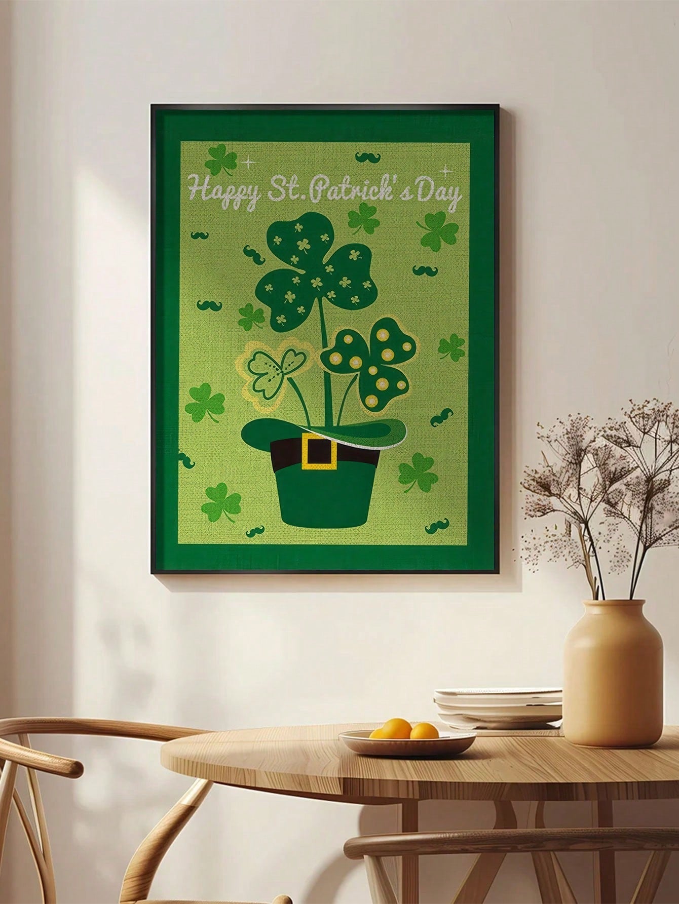 Get your home St. Patrick's Day ready with this modern four-leaf clover canvas print! The perfect festive addition to any room, this unframed wall art will bring luck and charm to your decor. No need to search for a pot of gold, this print is the real treasure.