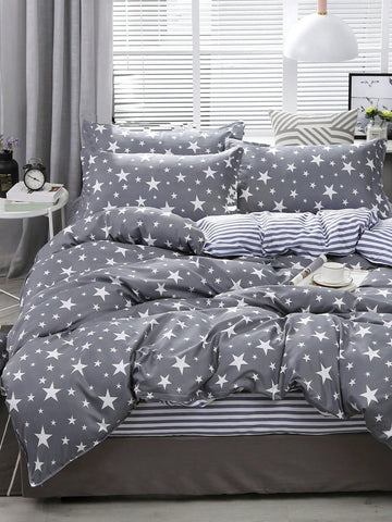 Starry Night DThis luxurious duvet cover set features a dreamy starry night design that will elevate your bedroom decor. Made from high-quality materials, this set includes a duvet cover and two pillow shams. No filler is included, making it easy to customize your preferred level of comfort. Transform your sleep experience with this elegant set.reams Duvet Cover Set - No Filler Included