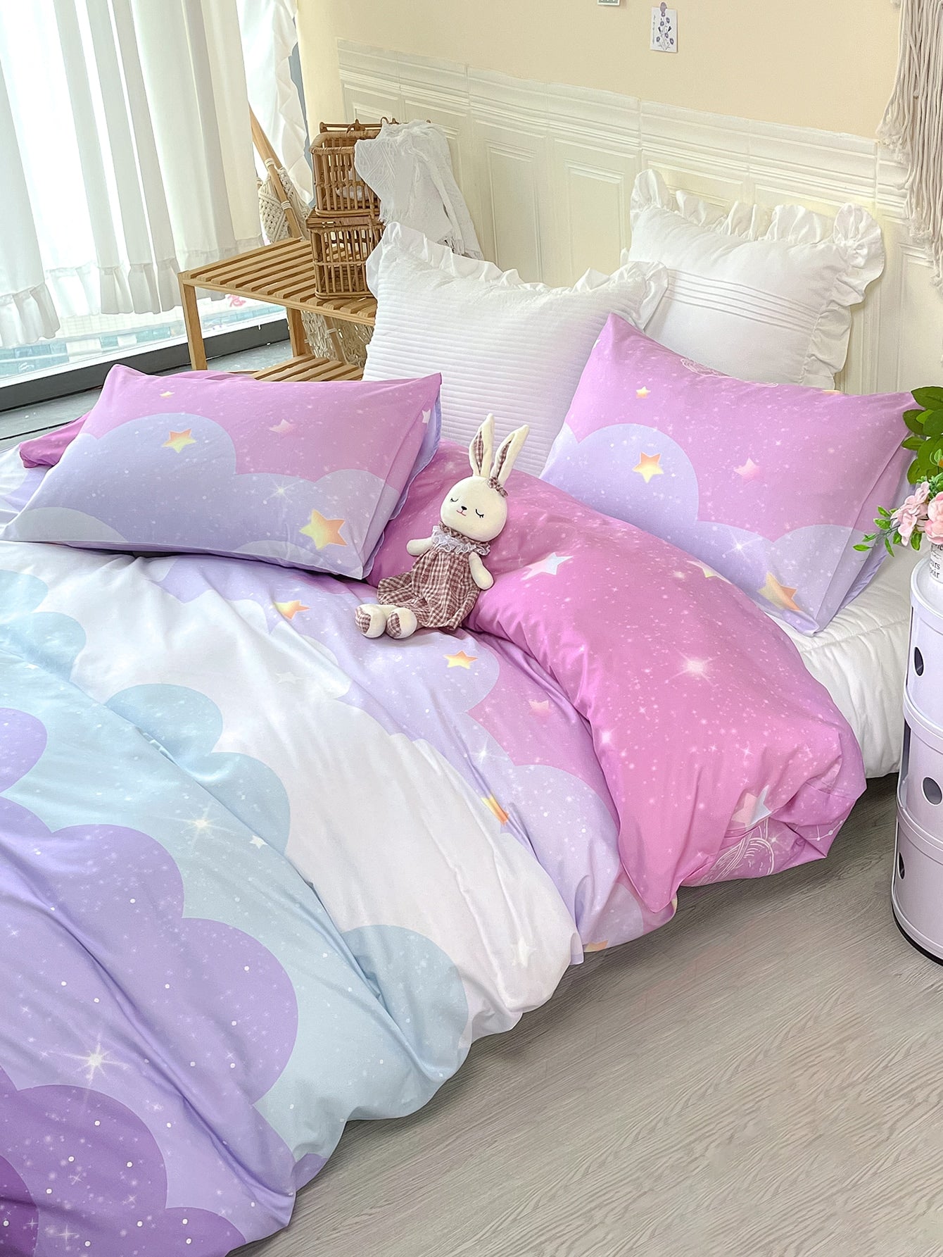 Transform your bedroom into a celestial oasis with our Starry Night Planet Pattern Duvet Cover Set. Featuring a stunning pattern of twinkling stars and planets, this set will transport you to another world as you sleep. Embrace the wonders of the universe and drift off to dreamland in style.