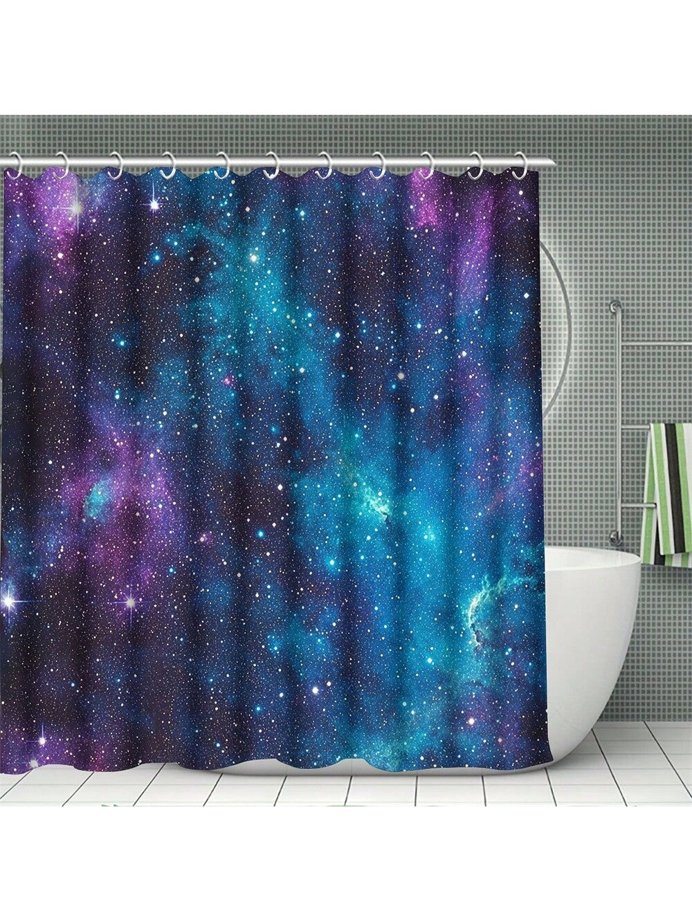 Transform your bathroom into a dreamy night under the stars with this Starry Sky Waterproof Shower Curtain. Easy to clean and machine washable, it’s perfect for adding a touch of magic to your home, hotel, or vacation space. Say goodbye to boring showers and hello to a splash of celestial fun every day!