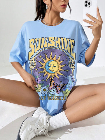 Upgrade your summer style with our "Stay Magical" tee. This oversized tee features a fun cartoon letter print, perfect for effortless and playful looks. Add it to your wardrobe for a touch of whimsy and charm. Made for those who love to stand out and stay magical.
