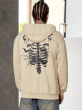 Stay stylish and comfortable with our Men's Skeleton Print Drop Shoulder Hoodie. With its unique skeleton print and drop shoulder design, this hoodie is both fashionable and comfortable. Made with high-quality material, it's perfect for any casual occasion. Elevate your wardrobe with this must-have hoodie.