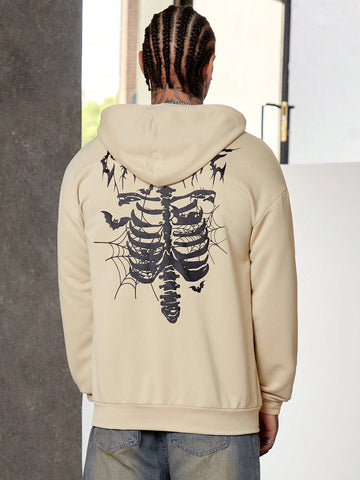 Stay stylish and comfortable with our Men's Skeleton Print Drop Shoulder Hoodie. With its unique skeleton print and drop shoulder design, this hoodie is both fashionable and comfortable. Made with high-quality material, it's perfect for any casual occasion. Elevate your wardrobe with this must-have hoodie.