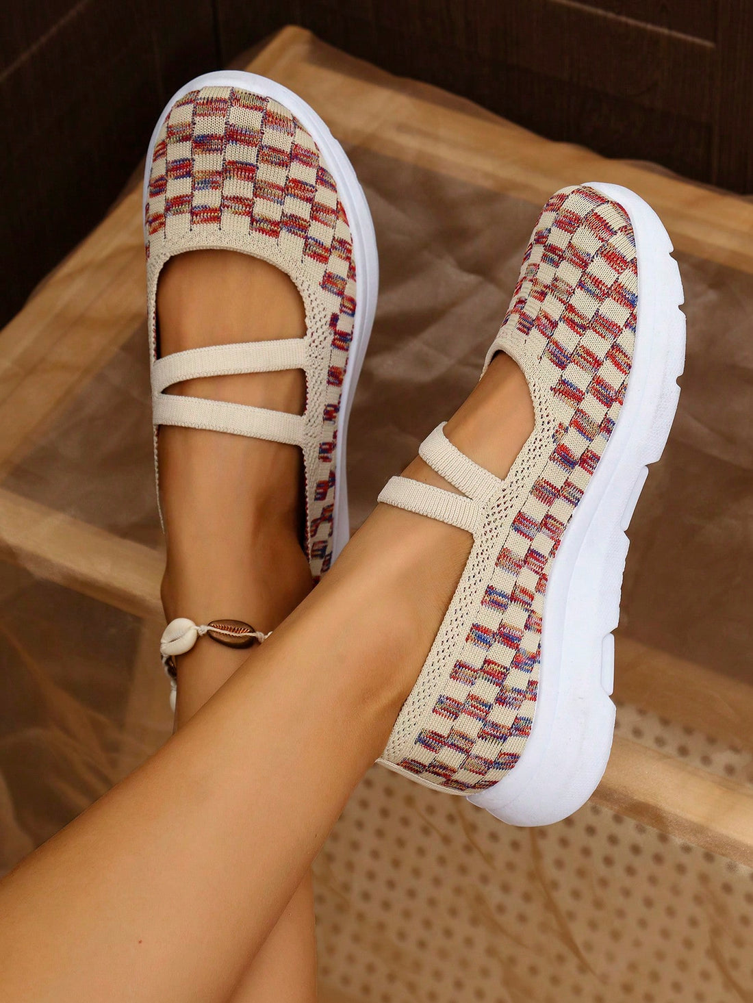 Slip into style and comfort with these non-slip knitted slip-on flat shoes! Perfect for casual walks, these shoes provide a snug fit and added grip for a worry-free stroll. Say goodbye to slipping and hello to effortless comfort. Treat your feet to the best with Step into Comfort!