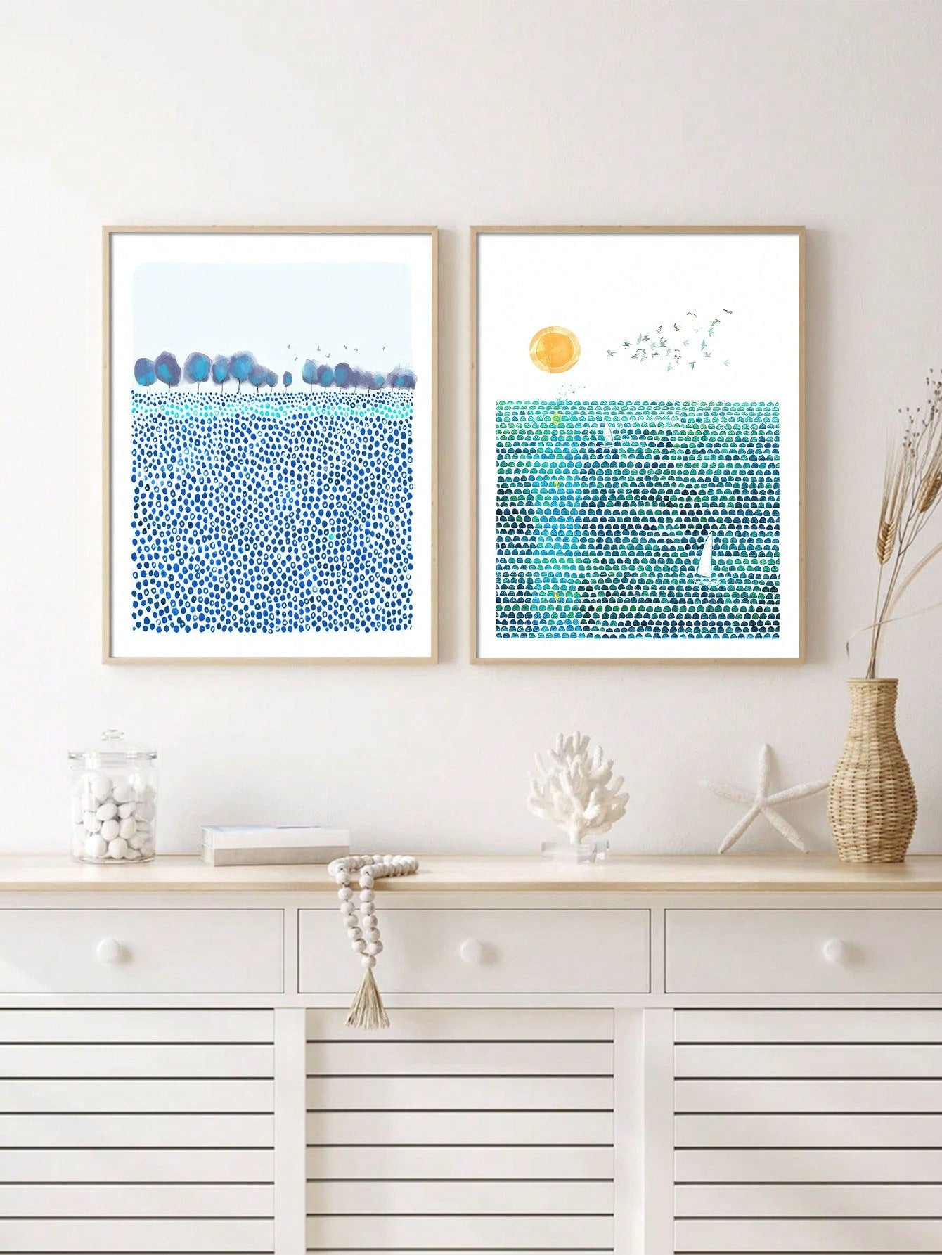 Transform your living space with this playful 2-piece abstract landscape canvas set! Bursting with springtime energy, these vibrant artworks add a splash of modern flair to any room. Perfect for creating a conversation-starting focal point that brightens your walls and lifts your mood. Your guests won't be able to look away!